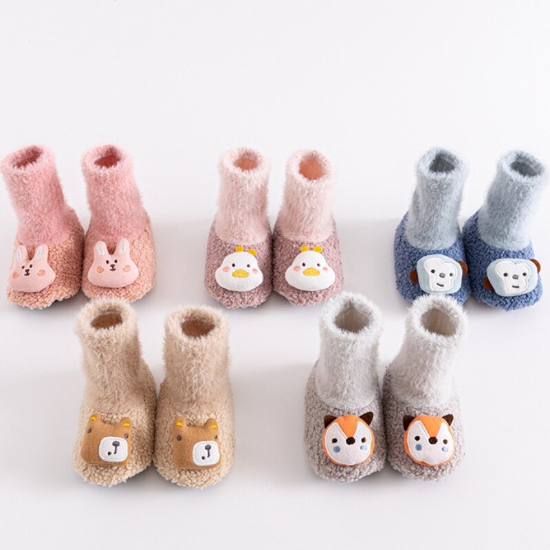 New Baby Floor Shoes Cartoon Middle Socks Anti-Slip Indoor Home Safe Shoes Winter Toddlershoes Children