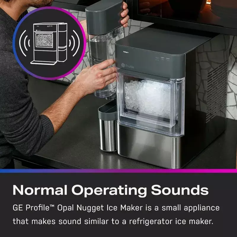 GE Profile Opal 2.0 | Countertop Nugget Ice Maker with Side Tank | Ice Machine with WiFi Connectivity | Stainless Steel