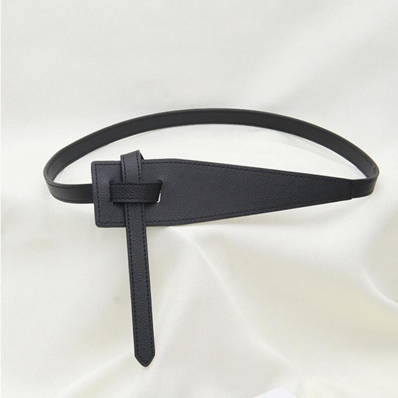 Cintura in ecopelle da donna in stile coreano forma irregolare nodo regolabile cintura lunga in vita cappotto cintura corsetto accessori moda