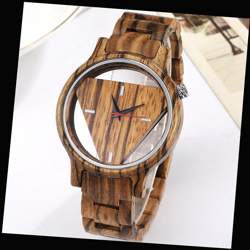 Relojes de madera triangulares invertidos para hombre, reloj de cuarzo minimalista, regalos de cumpleaños
