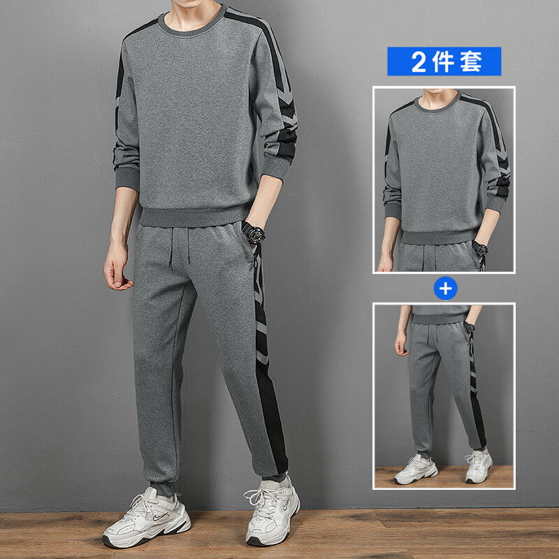 Flash Shipment (Stall) Winter Plush Casual Sports For Men's Spring And Round Neck Clothing New Autumn Trendy Brand Pure Cotton