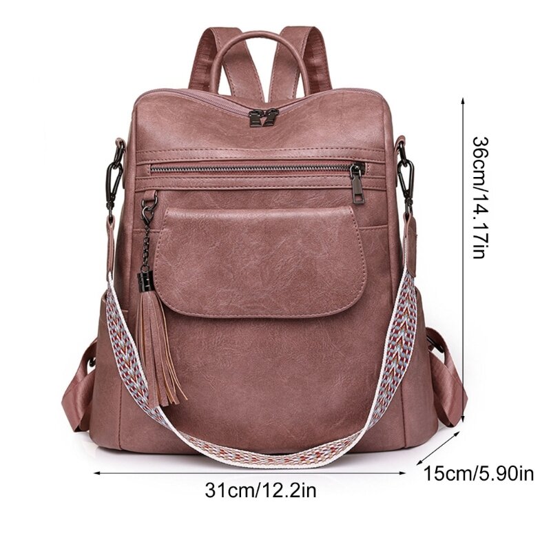 Large Capacity Women Shoulder Bag Backpack Practical PU Leather Handbag Travel Daypacks for Various Daily Use