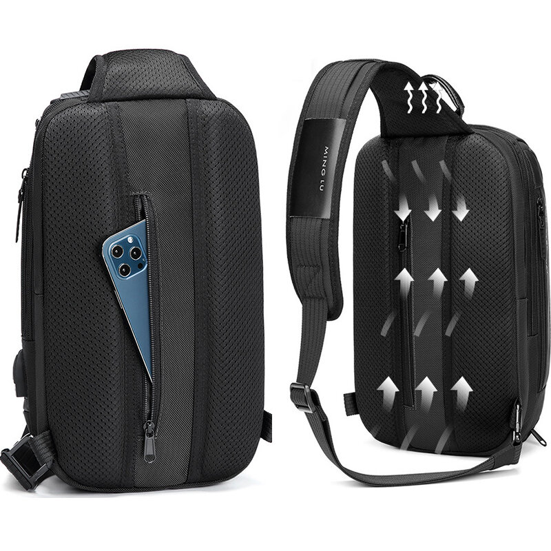 SUUTOOP – sac à bandoulière multifonction Anti-vol pour homme et femme, sacoche de poitrine, sac de voyage USB