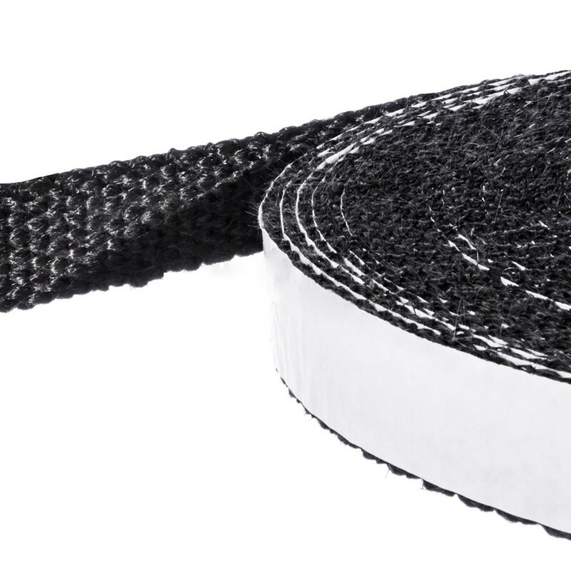 Cuerda autoadhesiva de fibra de vidrio para chimenea, cordón de sellado para puerta, cinta de junta de repuesto, 10/15mm de ancho, 2m de longitud, color negro