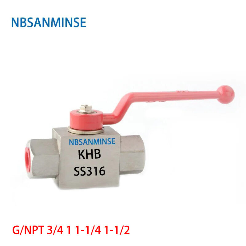 NBSANMINSE-válvula de esfera hidráulica de alta pressão, tipo NPT, temperatura normal, projeto da corrosão, KHB, SS316L, 3/4 1 1-1/4, 1-1/2G