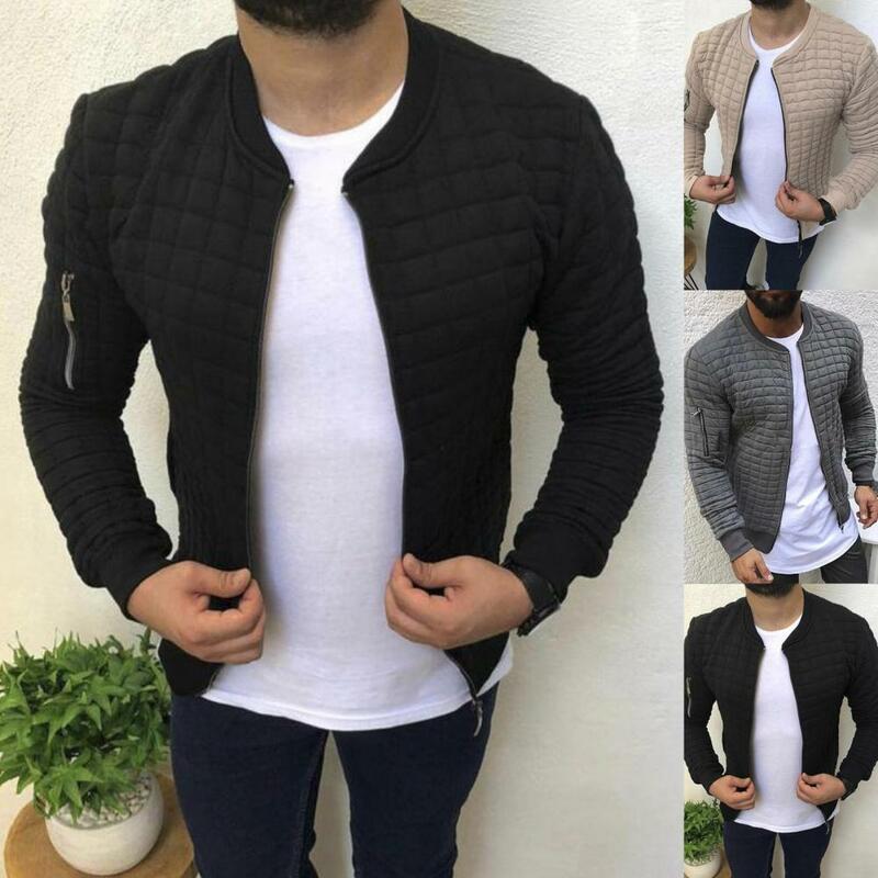 Jaqueta de manga comprida com mistura de algodão masculina, casaco masculino, cardigã respirável, zíper elegante, inverno, outono