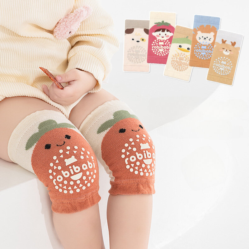Children's Crawling  Anti Fall Knitted Sock Sleeves Baby Socks Glue Dispensing Anti Slip and Loose Mouth Cartoon Knee Protectors