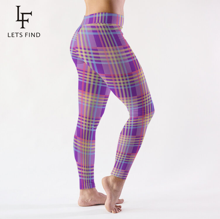 LETSFIND – Leggings à carreaux pour femmes, pantalon Sexy, taille haute, extensible, à la mode