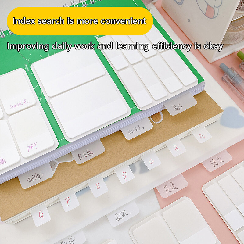 80/160 stron matowe proste czyste białe naklejki indeksowe przezroczyste naklejki na etykiety DIY karteczki samoprzylepne biuro szkolne