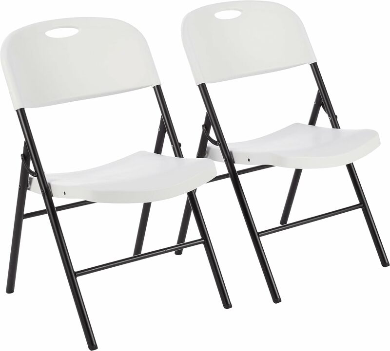 아마존 베이직 접이식 플라스틱 의자, 흰색, 350 파운드 용량, 6 팩