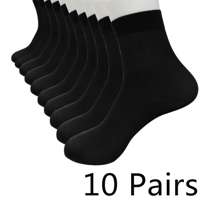 10 paia di calzini da uomo in morbida fibra di bambù traspirante Ultra-sottile elastico setoso calze di seta corte estate inverno per calzini maschili Plus