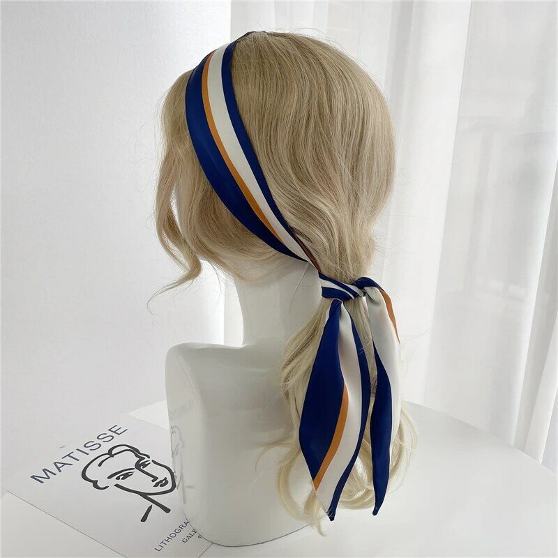 Women Silk Long Hairband Necktie Print Floral Skinny Ribbon Scarf Bag Wrist Bandana Girl Waist Popul 2022 Summer Accessories