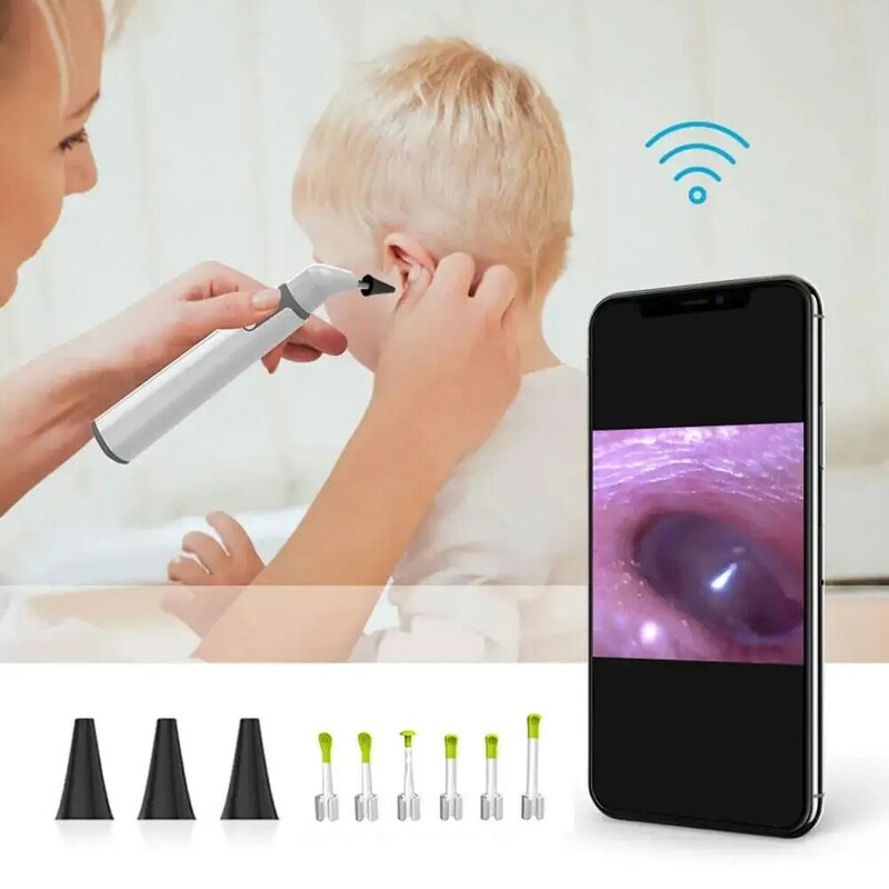 Endoscope à caméra auriculaire Kanoscope sans fil, portée d'oreille avec 6 LED pour enfants et adultes, prise en charge Android et iPhone, Wi-Fi, HD 3.9 P, 720mm