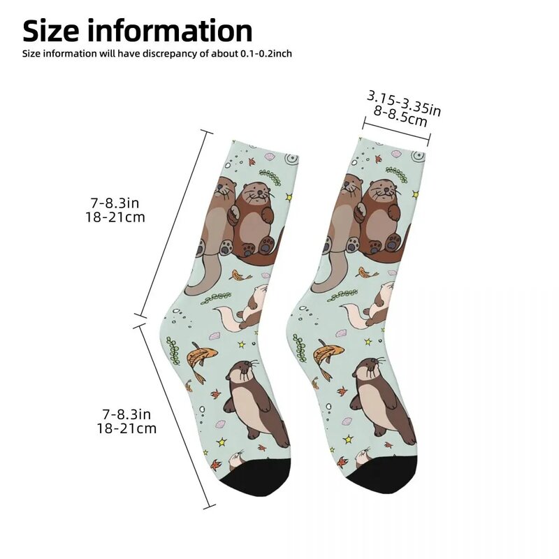 Otters In Blue Socks Harajuku High Quality Stockings All Season Long Socks Accessories for Man's Woman's Gifts