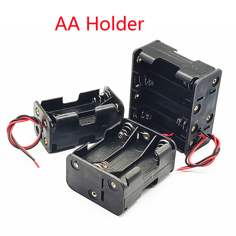 Caixa do suporte da bateria AA, caixa da bateria AA, traseira com linha, 2 entalhes, 4 entalhes, 6 entalhes, 9V, 12V, DIY