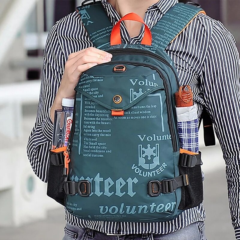 Tas ransel pria untuk berkuda perjalanan tas botol air Daypack 14 "tas komputer buku kualitas tinggi tahan air Oxford ransel Unisex