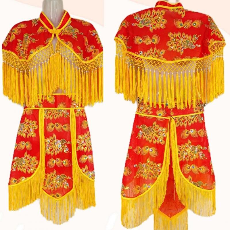 Yangko shawlウエストスカートセット、中国の伝統的な変装コスチューム、huadanとFine girlのステージパフォーマンスアクセサリー、新しい