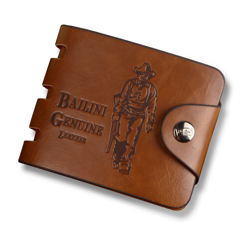 Carteira de caçador Vintage padrão masculino, fivela Wallett, Multi Slot com bolsos escondidos com zíper, curto