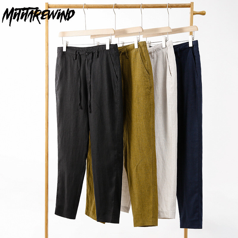 Letnie dziewięciopunktowe spodnie męskie oddychające workowate spodnie plażowe cienkie sznurkowe spodnie ołówkowe na co dzień spodnie na codzień męskie spodnie mody