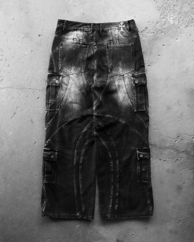 Gothic Punk Y2k Jeans for Men Retro Black Rock Ripped Baggy Jeans 2024 New Multi Pocket Cargo Pants Low Waist Leisure Streetwear