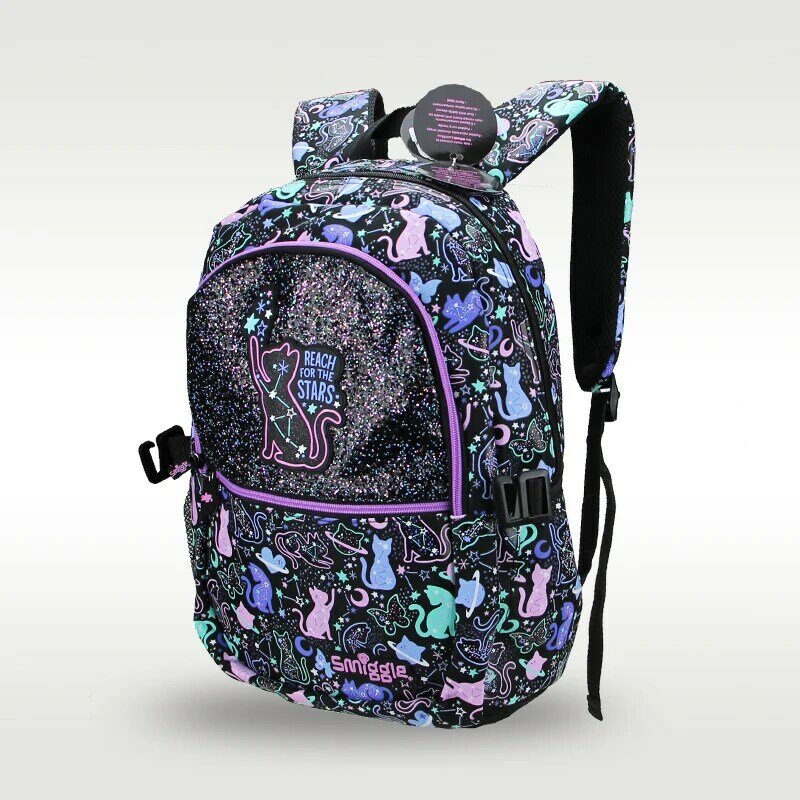 Австралийский Оригинальный детский популярный школьный рюкзак Smiggle, женский милый высококачественный рюкзак со звездами и кошками, 16 дюймов