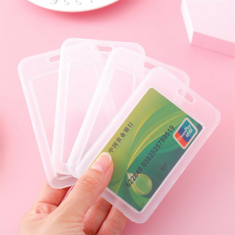 2pcs Unisex Women Men Transparent Card Cover Sleeve Work Bank ID Clear Card Holder Protector Cover Badge Office School Case