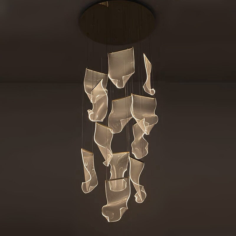 Светодиодная современная люстра для гостиной, декоративное освещение, дуплексная вращающаяся лестница, люстра для ресторана