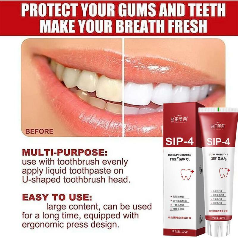 Sip-4 probiotische White ning Zahnpasta Aufhellung & Flecken entfernen Sp-4 frischen Atem Zahnpasta Zahnweiß Zahnpasta