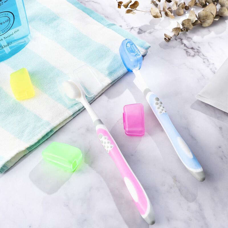 10pcs Plastic Toothbrush Head Covers Toothbrush Caps Toothbrush Head Protective Case For Travel Hiking Camping(Random Color)