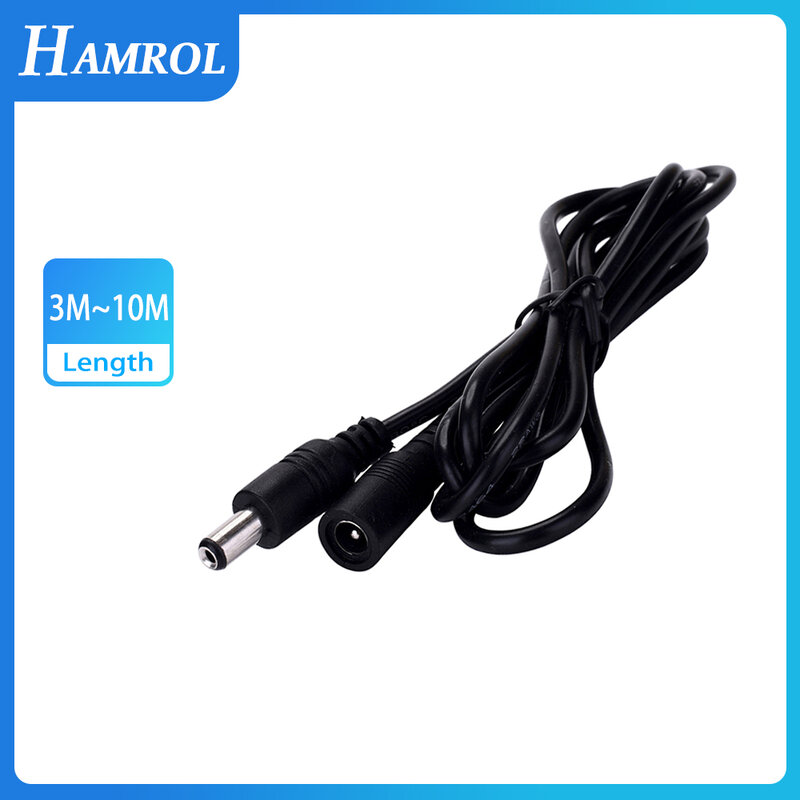 Hamrol-Cable de extensión de alimentación para cámara de seguridad, sistema de cámaras de vigilancia, cc 12V, 2,1x5,5mm, 3m/5m/10m opcional