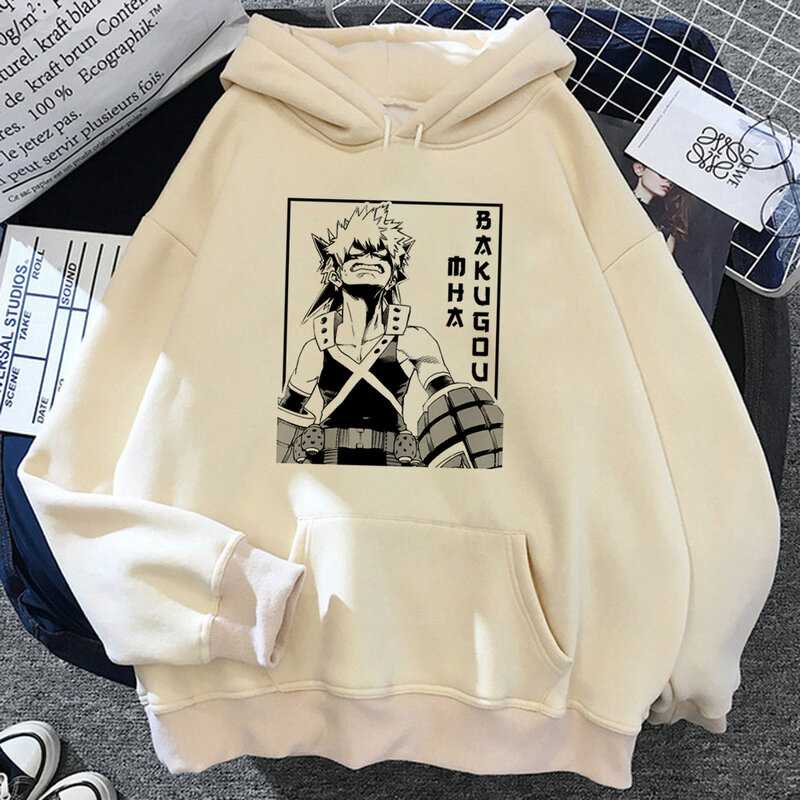 Женский флисовый свитер Bakugo y2k, винтажный свитшот, худи с графическим принтом, 2023