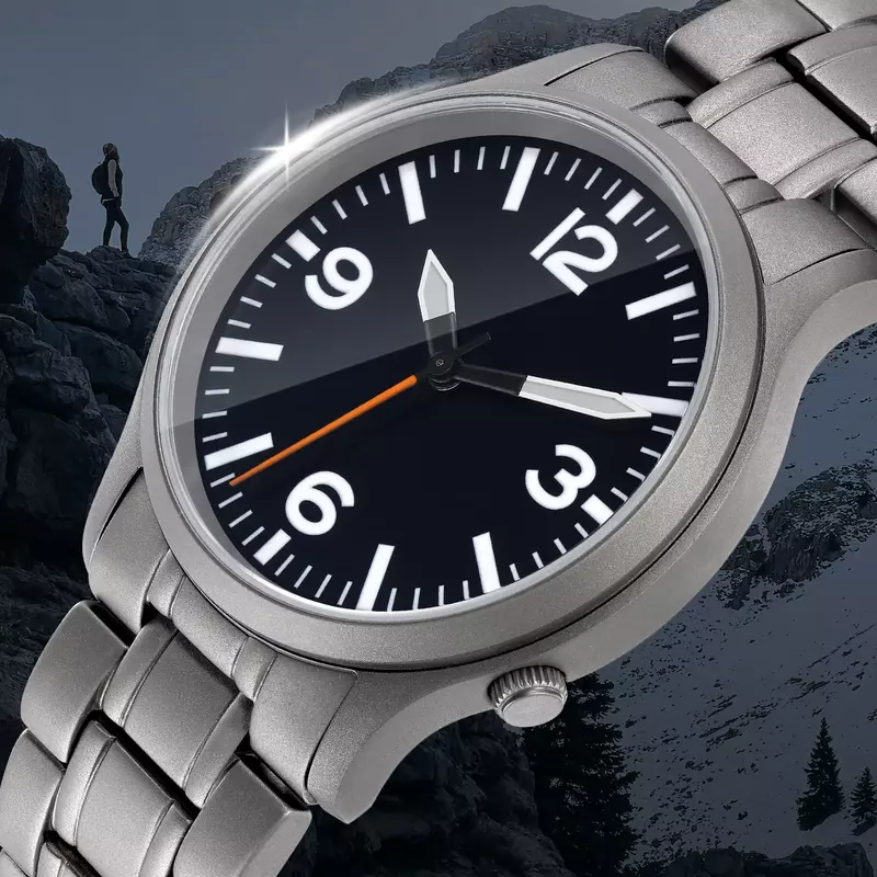 Berny Super Luminous Sapphire Relógio de pulso masculino, leve relógio de quartzo esportivo, titânio completo, fácil leitura, VH31, 5ATM