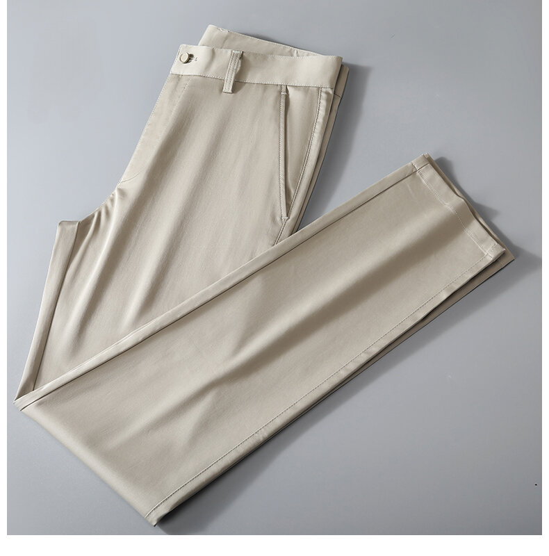 Celana kantor bisnis kasual 2024, celana Slim-fit serbaguna warna Solid, pakaian bisnis Fashion sederhana baru