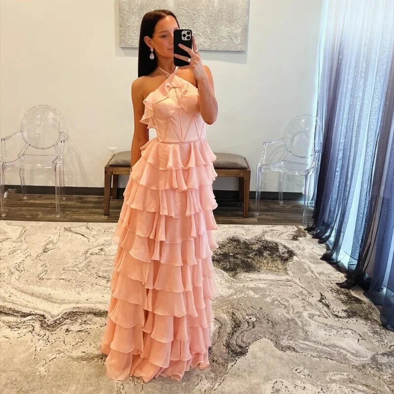 Różowa sukienka wieczorowa bez ramiączek bez ramiączek damska formalna suknia ślubna 2024
