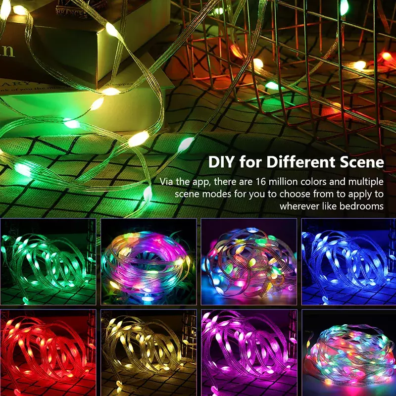 Dreamcolor-Smart String Fairy Lights, Rgb Led Strip, Bluetooth, impermeável, guirlanda de luz, apto para festa de Natal, sala de cortina, WS2812B
