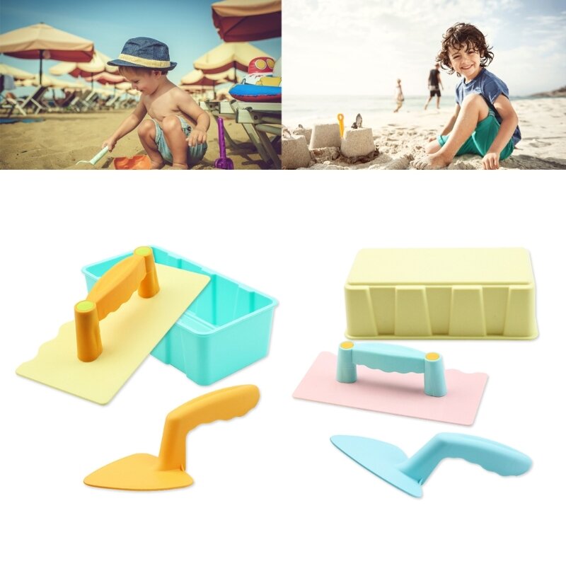 Set di 3 stampi per sabbia da spiaggia per bambini, spatola da spiaggia, scatola per pala da spiaggia