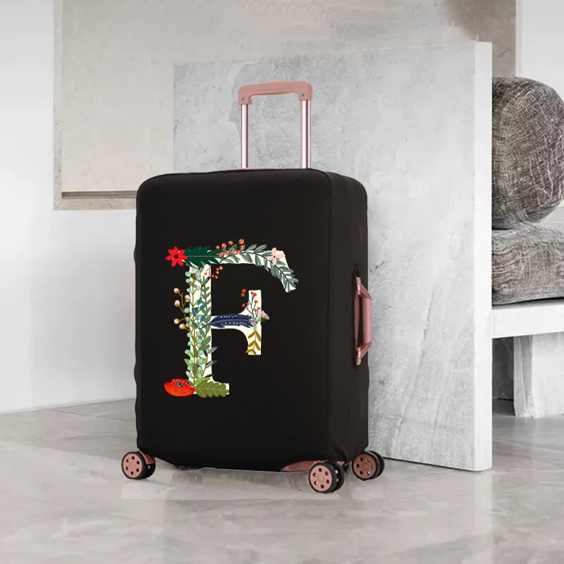 Funda protectora elástica para viaje, cubierta protectora extraíble a prueba de polvo, adecuada para equipaje con alfabeto de flores de 18-32 Lnch