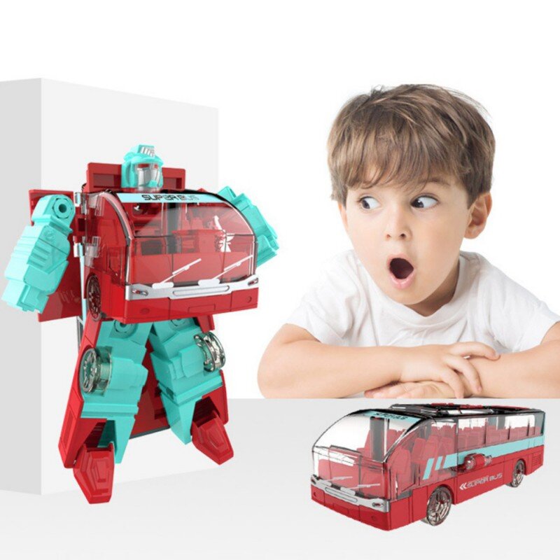 子供のためのロボットバスのおもちゃ,クールな合金のおもちゃ,幼児のための商用ドライブ