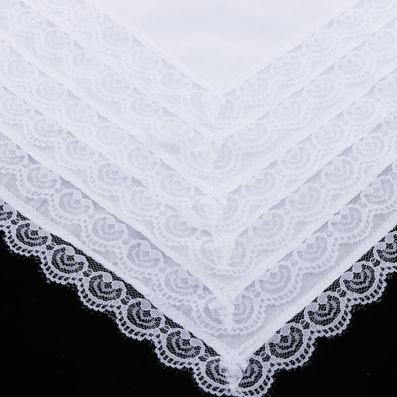5x Baumwolle Taschentuch Spitze Stickerei weißen Taschentuch
