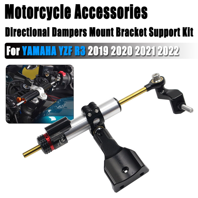 Motorcycle CNC Stabilizer Steering Damper Mounting Bracket Support Kit Accessories For Yamaha YZF R3 2019 2020 2021 2022