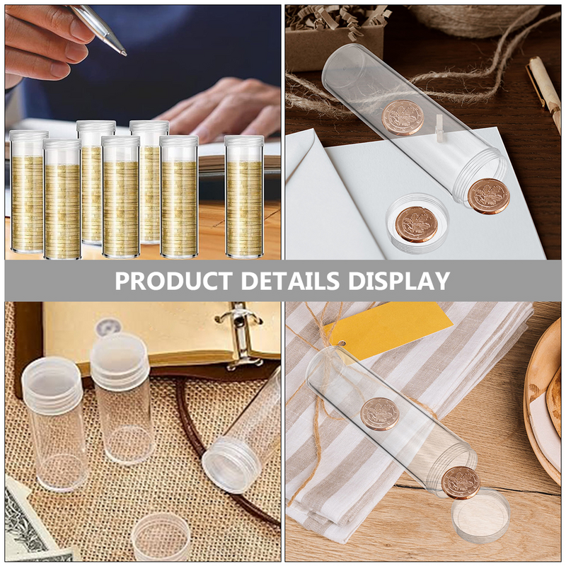 10pcs Coin Storage Quarter Holder Tube Tube Coin Protectors For All Coins Coin Collecting Supplies