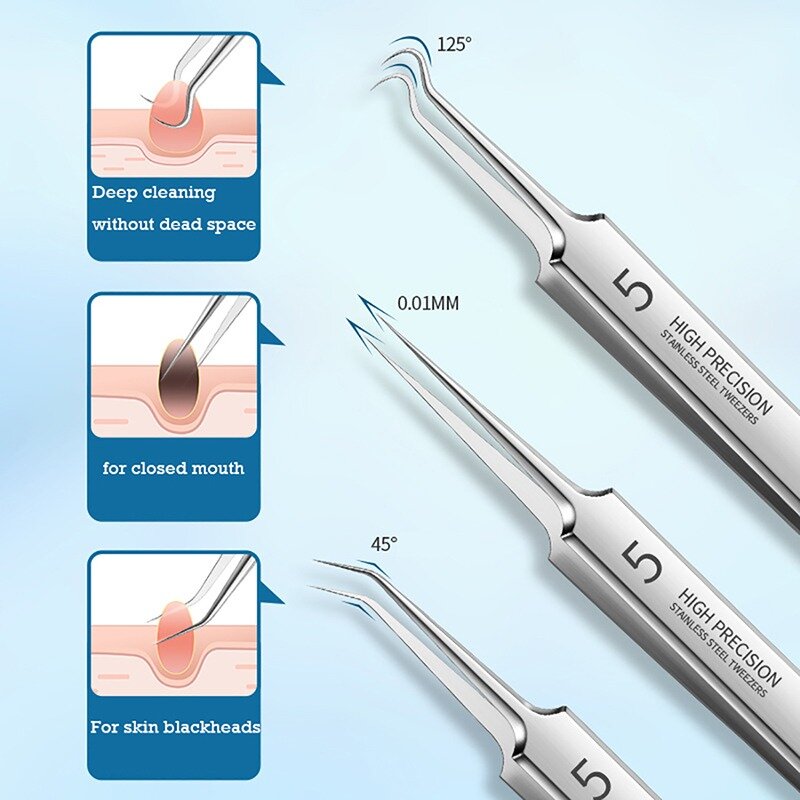Blackhead Remover Comedone Pimple Popper Tool Kit Acne Needle Extractor Blemish Removal Black Head Extraction Face Skin Care