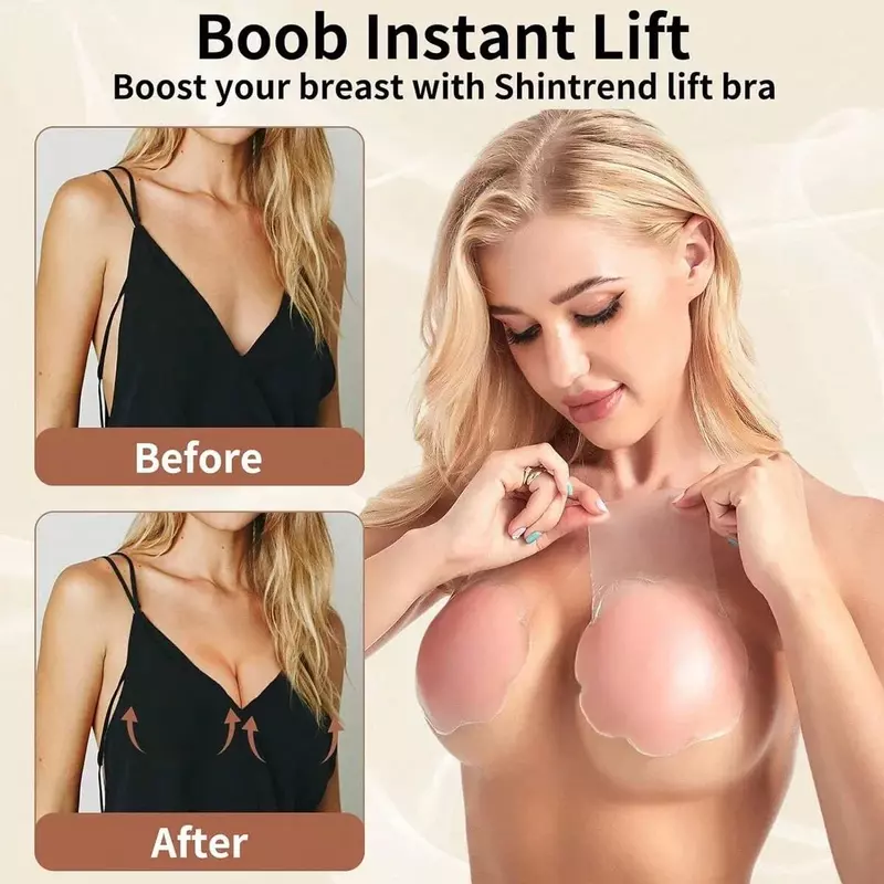 Płatki piersi wielokrotnego użytku dla kobiet unoszące silikonowe osłona na sutek niewidoczne płatki samoprzylepne bez ramiączek z naklejkami na piersi biustonosz