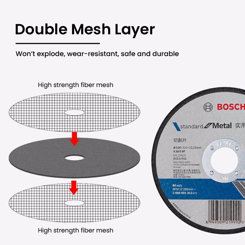 Bosch-Disco de corte de metal Pratical Series, rebarbadora, moedores de metal e madeira, cortar roda, 100mm, 105mm, 125mm, 150mm, 180mm