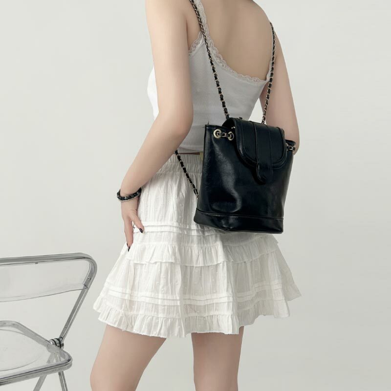 Spódnica z falbankami dla kobiet Wiosna Lato Wysoka talia Śliczna spódnica z ciasta Biały styl baletowy Odzież damska Koreańska moda