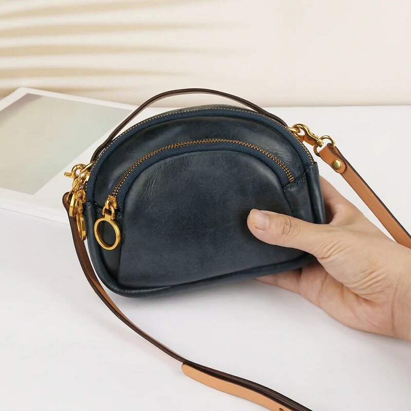 Женская маленькая сумка из натуральной кожи, стильный мессенджер через плечо, s кошелек и сумочка