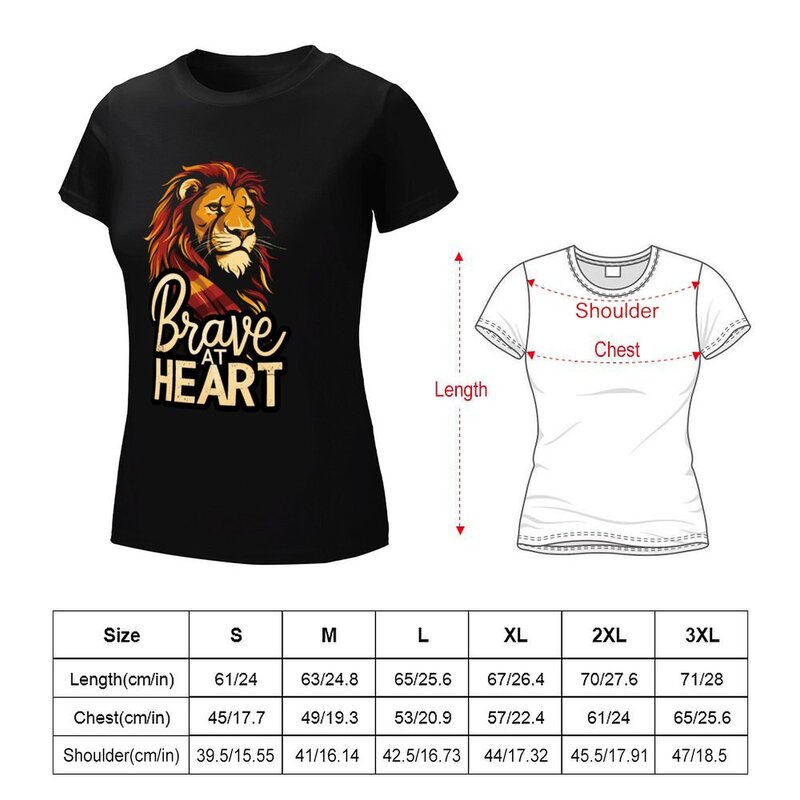 Mutig im Herzen-Löwe mit einem Schal-magischen T-Shirt niedlichen Tops Hippie Kleidung lustige Sommerkleid ung für Frauen