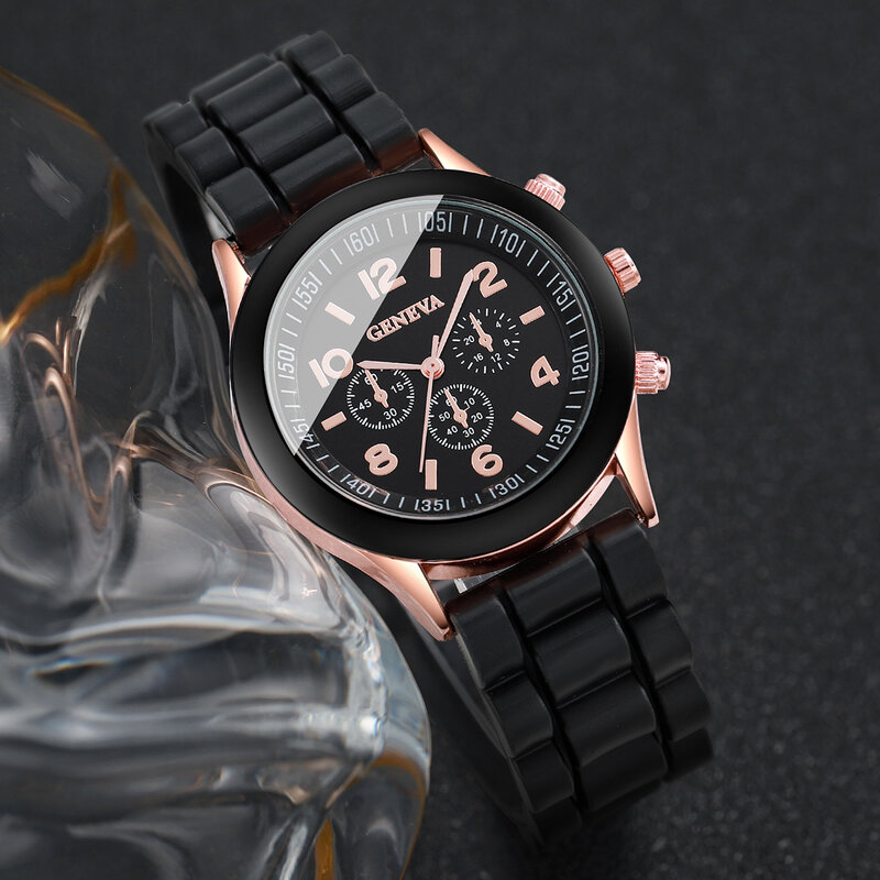 Couple Watches 4Pcs/Set Fashion Silicone Strap Quartz Watch Magnetic Love Necklace