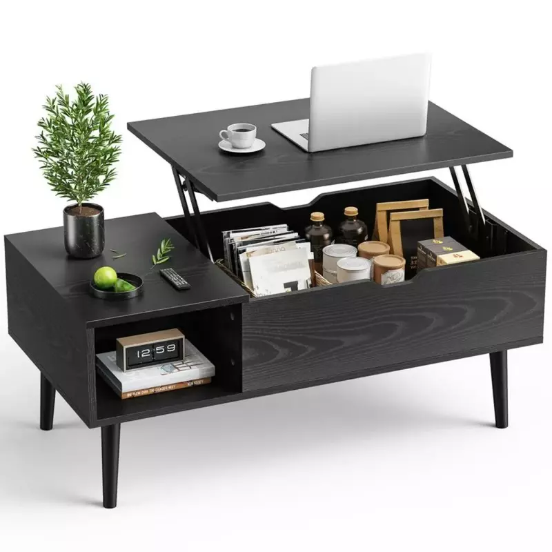 Stolik kawowy biurowy, stolik kawowy do salonu z przegródkami do przechowywania cieni i szufladami