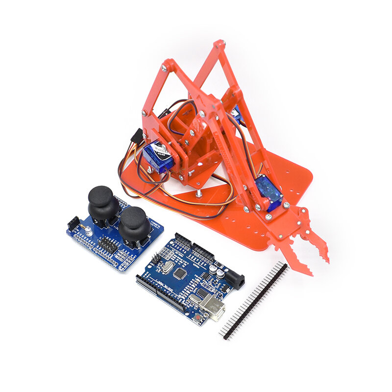 Brazo mecánico de acrílico para Arduino UNO, manipulador robótico, Kit de bricolaje de aprendizaje, juguetes remotos inteligentes, SG90 4 dof
